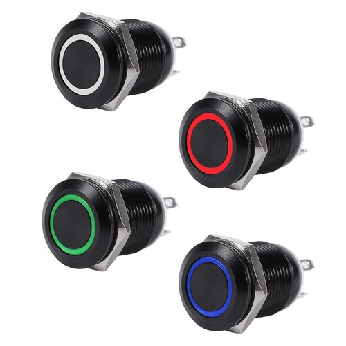 12v led 16mm noir - 1x,