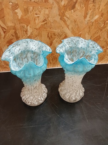 Paire vases legras verre - de,
