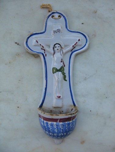 Ancien bénitier christ en - ancien,