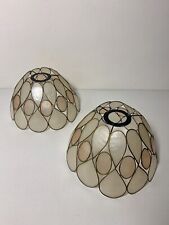 SUSPENSION ABAT JOUR VINTAGE EN NACRE ET LAITON ( La Paire )