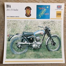 BSA 250 C15S Starfire cross 1959 carte moto collection Atlas UK