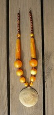 Collier indien femme perles jaunes et marron