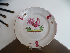 Assiette ancienne faience ST CLEMENT Islettes decor coq et cerises XVIII éme