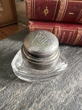 Encrier Verre & Métal Chromé Symbole Maçonnique Inkwell