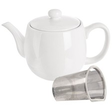 Théière porcelaine blanche MONA 700ml avec couvercle passoire infusion