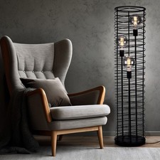 Lampadaire Lampe De Salon 3 Flammes E27 Métal Noir