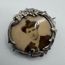 Broche porte photo ancienne - Argent Massif
