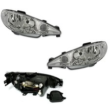 2 FEUX PHARE AVANT FOND CHROME PEUGEOT 206 PHASE 2 + CC + SW