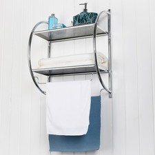 Etagère Murale de Salle de Bain Porte-serviettes avec 2 Tablettes et 2 Barres e