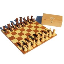 Jeu d'échecs vintage pièces en bois + échiquier LARDY International