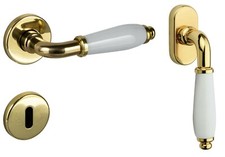 Poignée De Porte En Laiton Avec Poignée De Porte En Porcelaine Gold Blanc