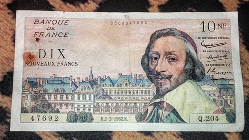 Billet 10nf richelieu 1962 - richelieu, 1/2/1962