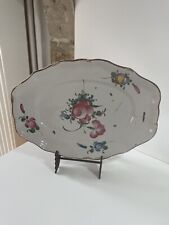 Ancien Plat ovale faïence Style St Clément restauration avec agrafe Collection
