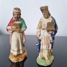 2 Santons Devineau Roi Mage Anciens Ht 11,5 cm Crèche Noel 