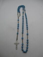 RELIGIOSA CHAPELET PERLES BLEUES CRUCIFIX EN ALUMINIUM JESUS CHRIST PRIERE