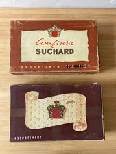 Lot de 2 anciennes boites en bois de confiseries / assortiment chocolats Suchard
