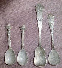 Collection de 4 cuillères à sel argent massif - Napoléon III, 1900, Art Nouveau