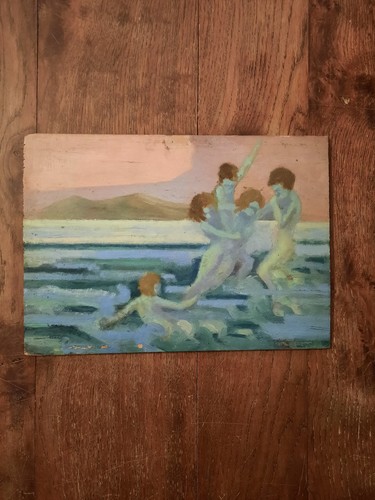 Tableau huile bois portrait - bois, nu