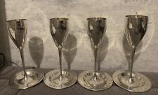 4 Anciennes Flûte à Champagne en Métal Argenté - Party 2000 -