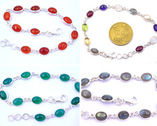 Naturel Multi Pierre Précieuse 925 Argent Bracelet Femme Pour Cadeau