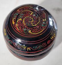 ancienne boîte à bijoux ou à pilules en papier mâché laqué - Birmanie - Asie