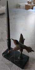 Support de porte plume avec colibri en bronze