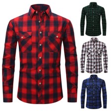 Chemise À Carreaux En Flanelle Pour Hommes Polaire Extensible Bouton Musclé /