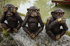 170619   FIGURINE STATUETTE STATUE   3 SINGE MONKEY  OR  SAGESSE   1.500 kg