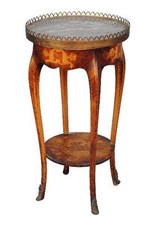 chevet bois de rose marqueté dessus marbre gris