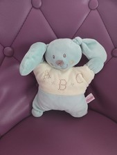 doudou semi plat lapin bleu ABC Pommette  Excellent état