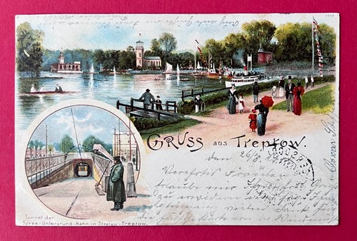 Litho postcard berlin - postcard, treptow
