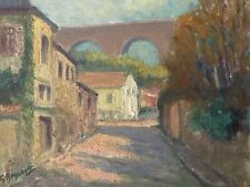 Très Belle Peinture Impressionniste Village Huile Toile  1950 Georges Regnault