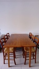 1 table et 6 chaises assise paille style campagne