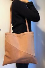 Sac cabas cuir et daim beige