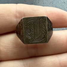 Ancienne Bague En Argent Massif 925 Jonc Alliance Anneaux Créateur chevalière 