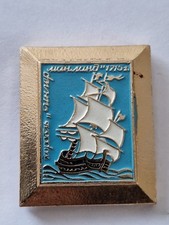 Badge broche bleu clair navire marine russe