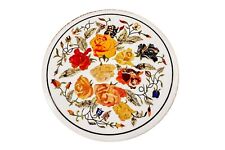 24 " Marbre Table Haut Incrustation Pietra Dura Floral Pierre Main Décor Maison