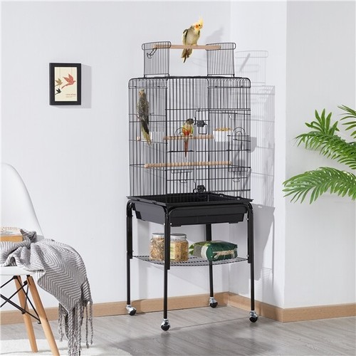 Cage oiseaux avec chariot - cage,