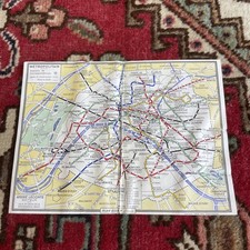 PARIS CARTE MÉTRO PLAN-ÉCLAIR ANDRÉ LECONTE 18X13 Circa 1950 AB État Rarissime !