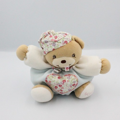 Doudou ours liberty - bleu, coeur