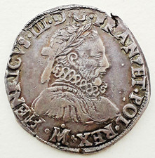 Henri III (1574-1589) - Teston 1576 M TOULOUSE, au col fraisé - Superbe !