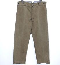 French 1950s Brown Buckle Back Cotton Pique Work Chore Pants LE TRES SOUPLE W39
