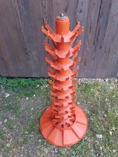 Ancien Hérisson Support Bouteille 90 Emplacements Plastique Orange Vintage #A664