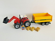 Playmobil 70131 Country Tracteur Rouge Remorque Godet Fermier Paille - TBE