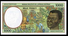 AFRIQUE CENTRALE CENTRAL AFRICA Banknote billet 1000 F   2000 Letter N   UNC ***
