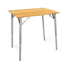 Table pliante de camping en bambou 65x50x42cm avec pieds en aluminium ajustables
