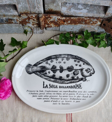 Ancienne assiette gien ovale - ancienne,