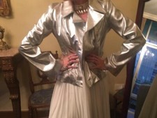 veste cuir argente PELLESSIMO 