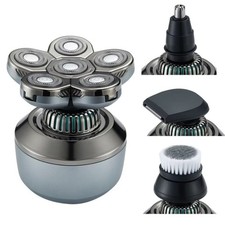 Rasoir électrique pour tête chauve 6D, Tondeuse barbe, nez, oreilles et sourcils