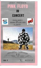 RARE / TICKET BILLET DE CONCERT - PINK FLOYD : LIVE A PARIS ( FRANCE ) 1989